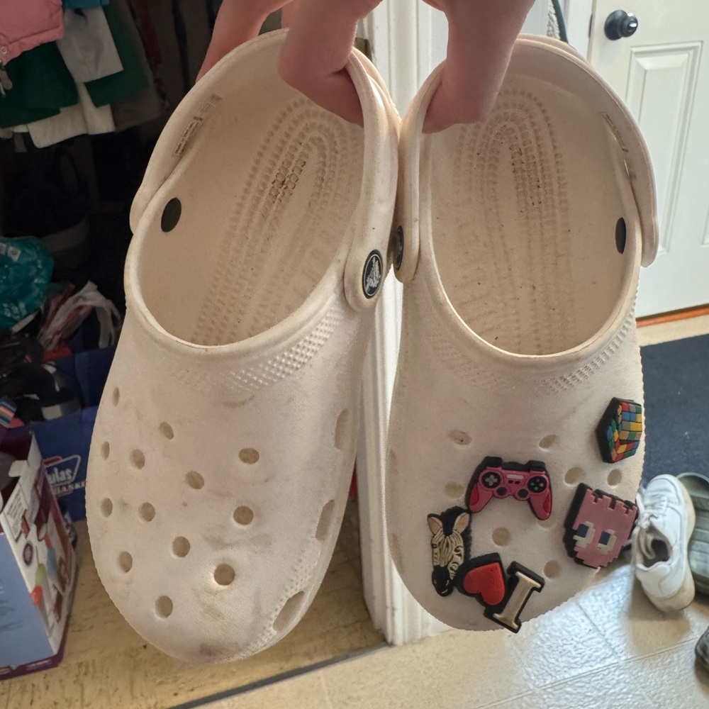 Kids White Crocs with Jibitz